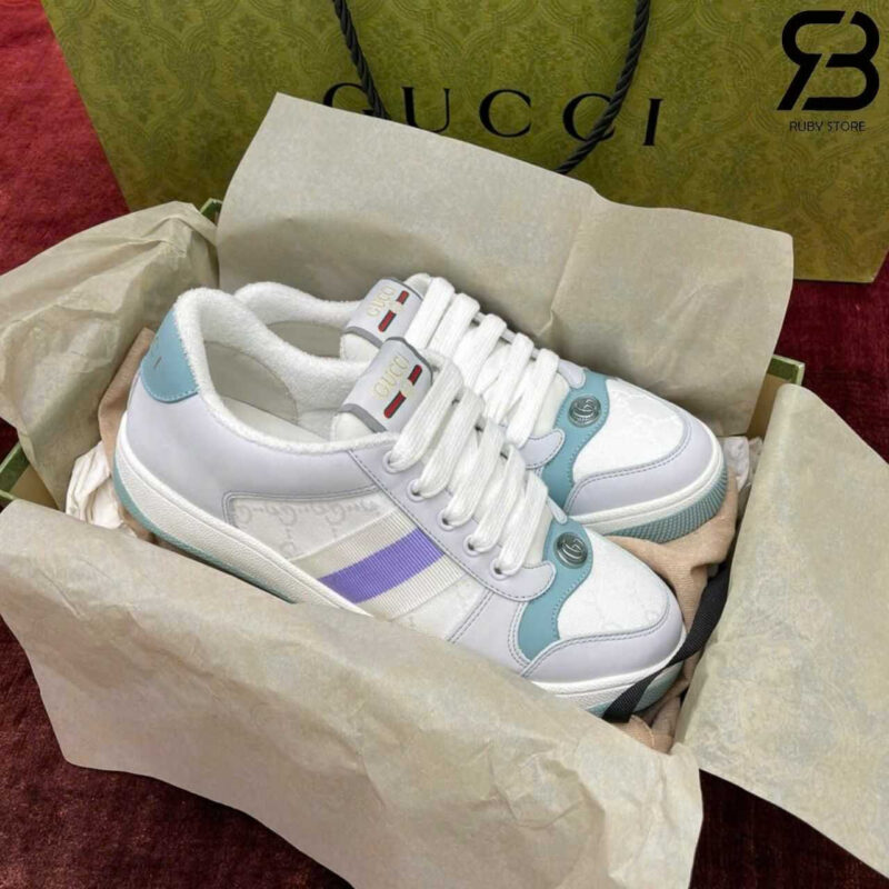 Giày Gucci Screener Light Blue White Trắng Xanh Best Quality