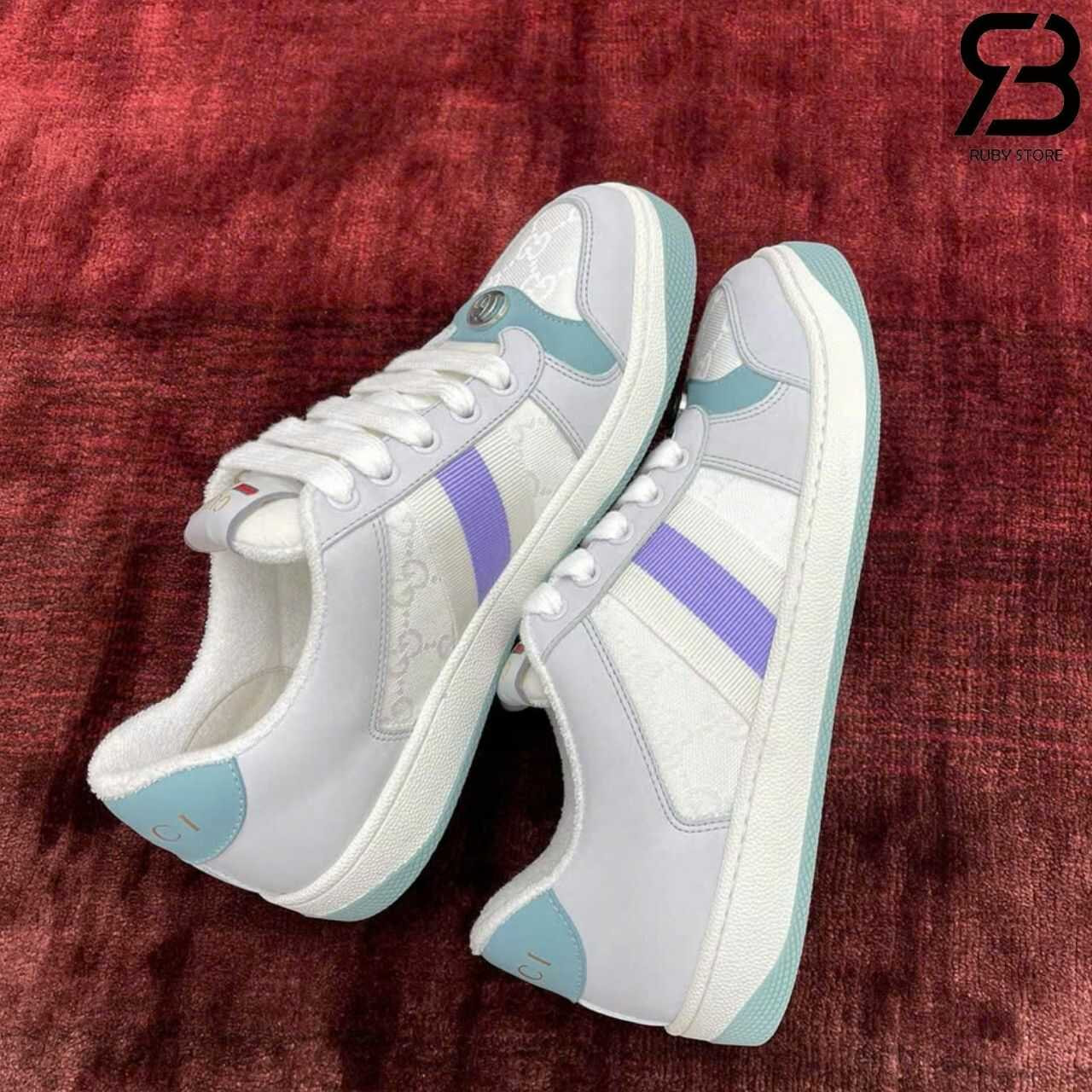Giày Gucci Screener Light Blue White Trắng Xanh Best Quality