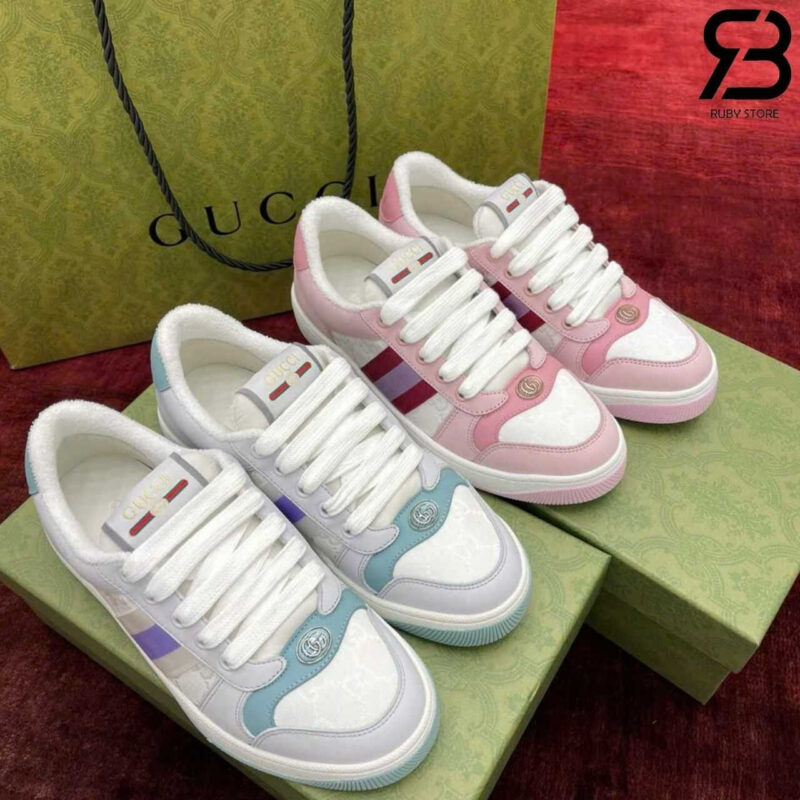 Giày Gucci Screener Light Blue White Trắng Xanh Best Quality