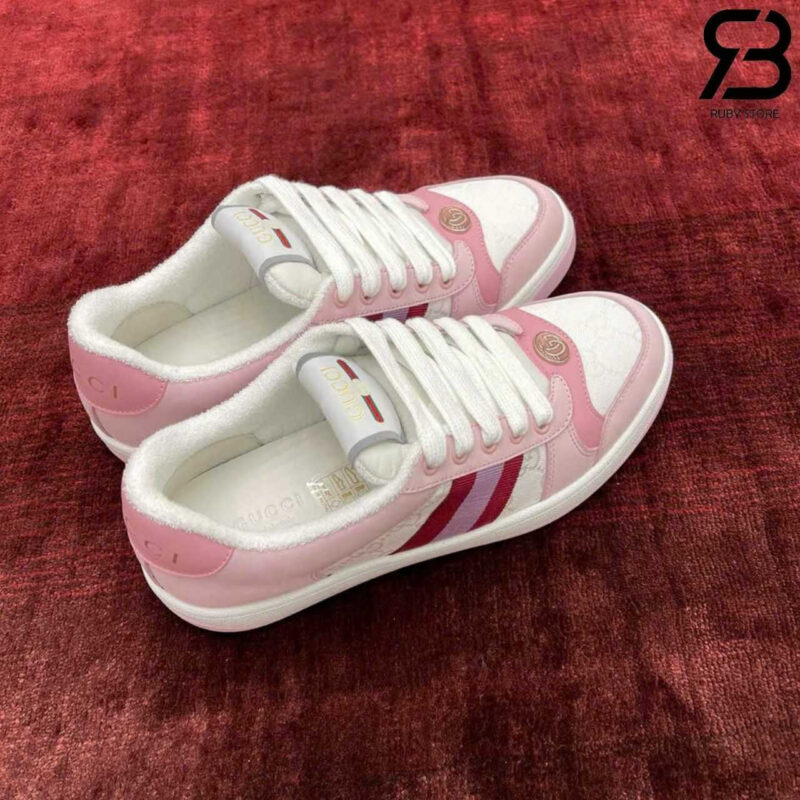 Giày Gucci Screener Sneakers Light Pink White Màu Hồng Nhạt