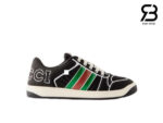 Giày Gucci Screener Trainer With Web Black White Đen Viền Trắng