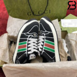 Giày Gucci Screener Trainer With Web Black White đen viền trắng