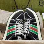 Giày Gucci Screener Trainer With Web Black White đen viền trắng