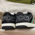 Giày Gucci Screener Trainer With Web Black White đen viền trắng