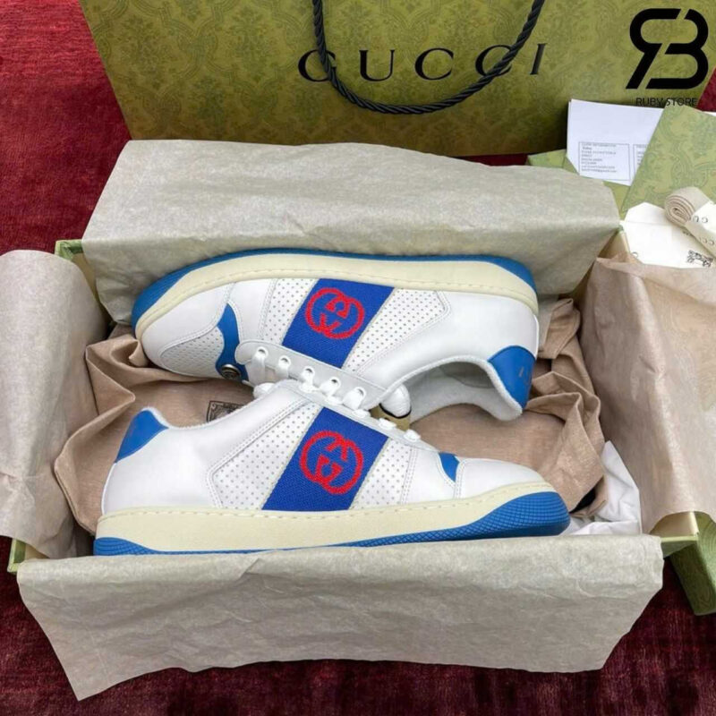 Giày Gucci Screener White Blue Trắng Xanh Best Quality