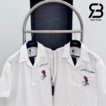 Áo LV Open Collar Short-Sleeved Cotton Shirt Pont Neuf Màu Trắng Sữa Best Quality