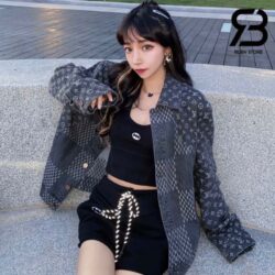 Áo Khoác LV x Nigo Giant Damier Wave Monogram Grey Denim Jacket Best Quality