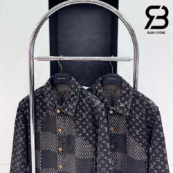 Áo Khoác LV x Nigo Giant Damier Wave Monogram Grey Denim Jacket Best Quality