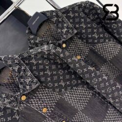 Áo Khoác LV x Nigo Giant Damier Wave Monogram Grey Denim Jacket Best Quality
