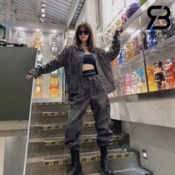 Áo Khoác LV x Nigo Giant Damier Wave Monogram Grey Denim Jacket Best Quality