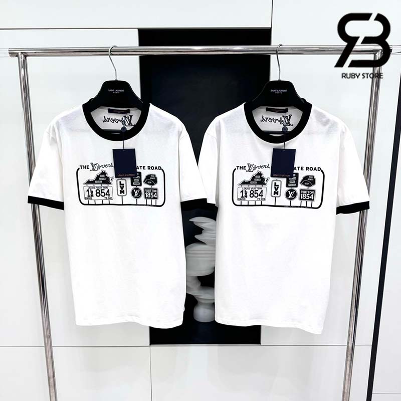 Áo Thun LV Cotton T-Shirt Crystal 1854 Trắng Đen Best Quality