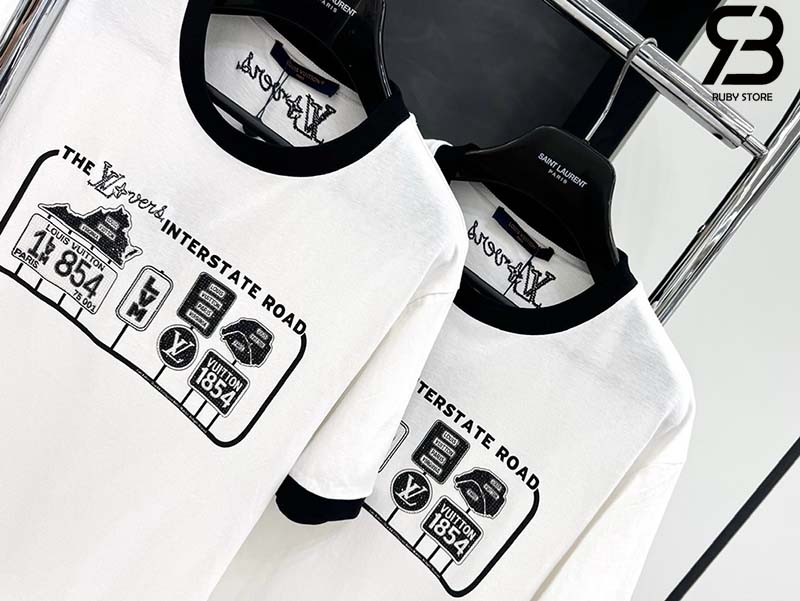Áo Thun LV Cotton T-Shirt Crystal 1854 Trắng Đen Best Quality