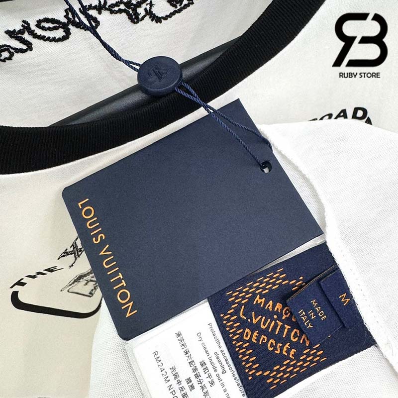 Áo Thun LV Cotton T-Shirt Crystal 1854 Trắng Đen Best Quality