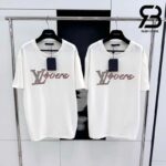 Áo Thun LV Embroidered Short-Sleeved T-Shirt Lovers Màu Trắng Sữa Best Quality