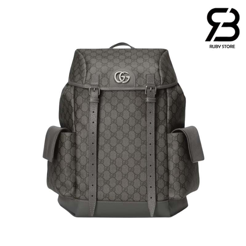 ba-lo-gucci-ophidia-meidum-backpack-grey-black-gg-supreme-best-quality Ba Lô Gucci Ophidia Meidum Backpack Xám Đen GG Supreme 40CM Best Quality