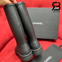 Giày Chanel High Rubber Rain Boot Đen Best Quality