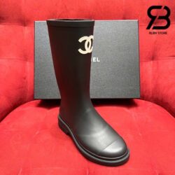 Giày Chanel High Rubber Rain Boot Đen Best Quality