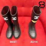Giày Chanel High Rubber Rain Boot Đen Best Quality