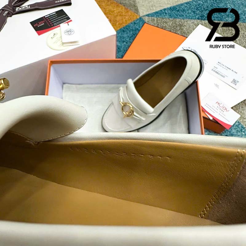 Giày Hermes Impact Loafer Blanc De Paris Calfskin Best Quality