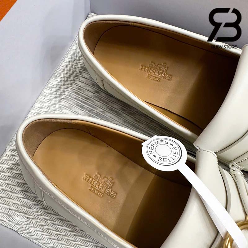 Giày Hermes Impact Loafer Blanc De Paris Calfskin Best Quality