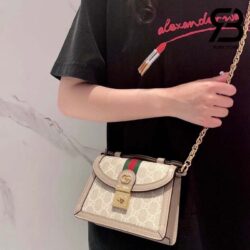 Túi Gucci Ophidia Mini Shoulder Bag Trắng Beige GG Supreme Best Quality