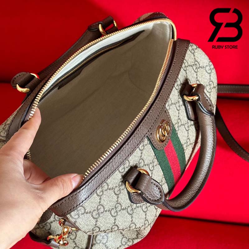 Túi Gucci Ophidia Small Top Handle Bag Beige Ebony GG Supreme Nâu Be Best Quality