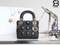 Túi Mini Lady Dior Bag Màu Đen Da Cừu GHW 17CM Best Quality