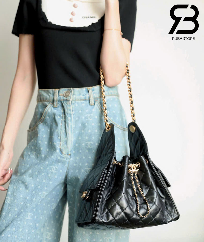 Túi Chanel 25 Small Handbag Màu Đen Da Bê 30CM Best Pháp