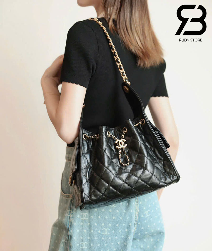 Túi Chanel 25 Small Handbag Màu Đen Da Bê 30CM Best Pháp