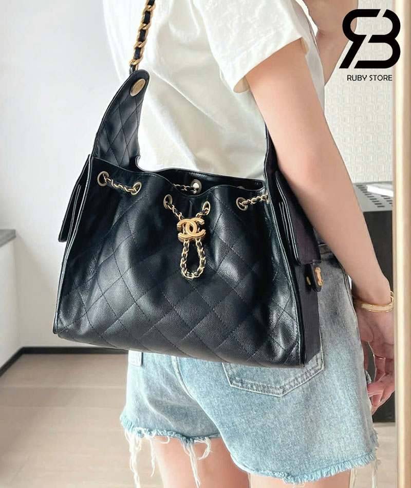 Túi Chanel 25 Small Handbag Màu Đen Da Caviar 30CM Best Pháp