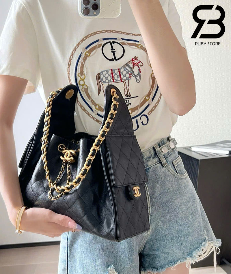 Túi Chanel 25 Small Handbag Màu Đen Da Caviar 30CM Best Pháp