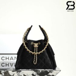 Túi Chanel 25 Small Handbag Màu Đen Da Lộn 30CM Best Pháp