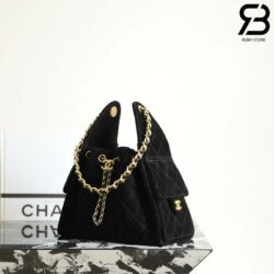 Túi Chanel 25 Small Handbag Màu Đen Da Lộn 30CM Best Pháp