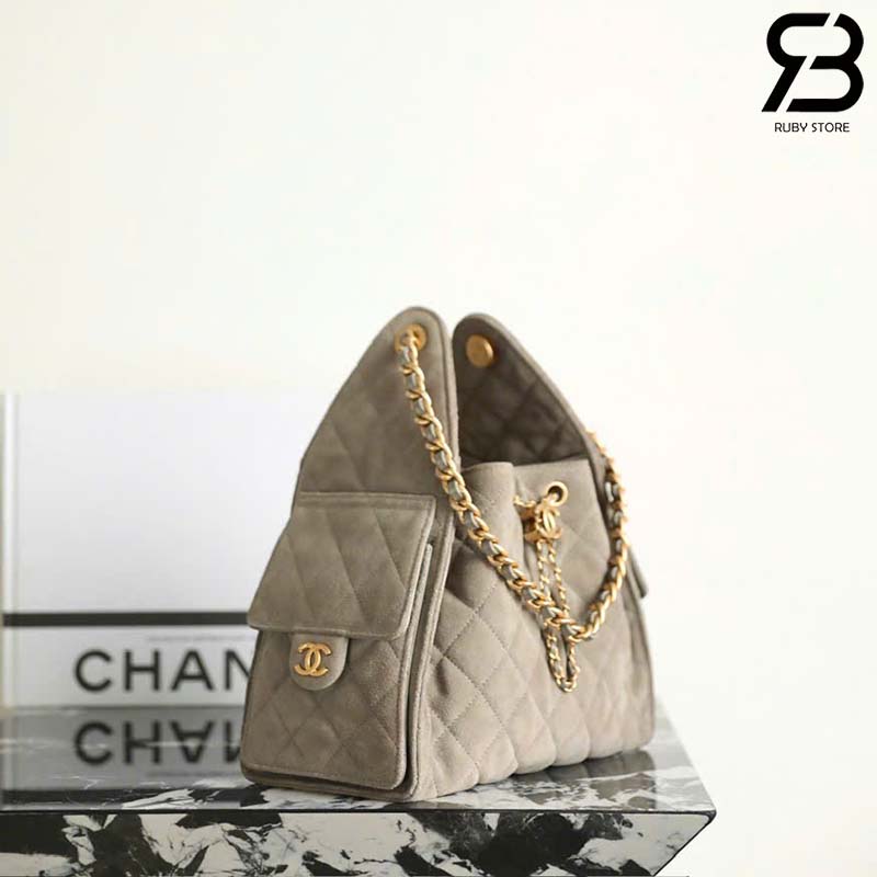 Túi Chanel 25 Small Handbag Màu Xám Da Lộn 30CM Best Pháp