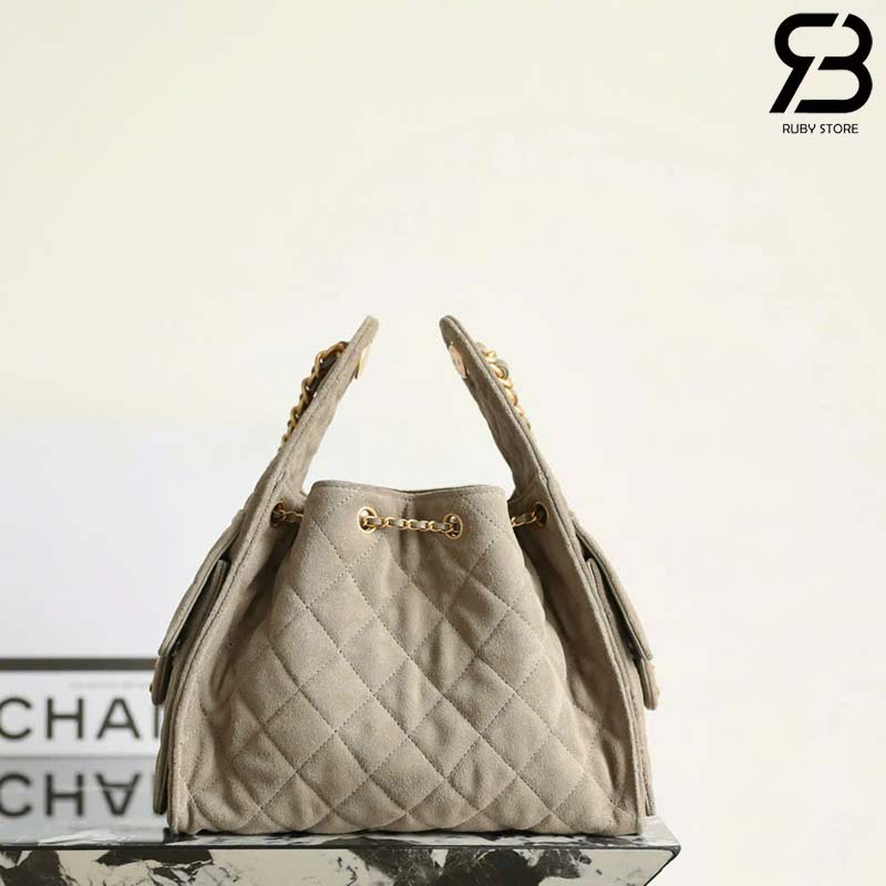Túi Chanel 25 Small Handbag Màu Xám Da Lộn 30CM Best Pháp