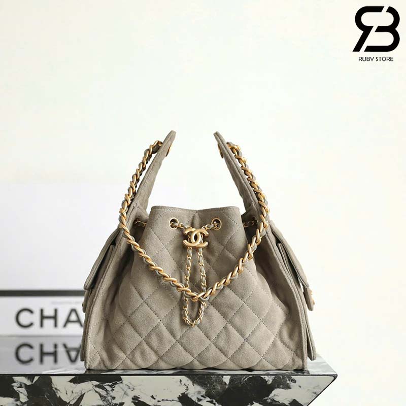Túi Chanel 25 Small Handbag Màu Xám Da Lộn 30CM Best Pháp