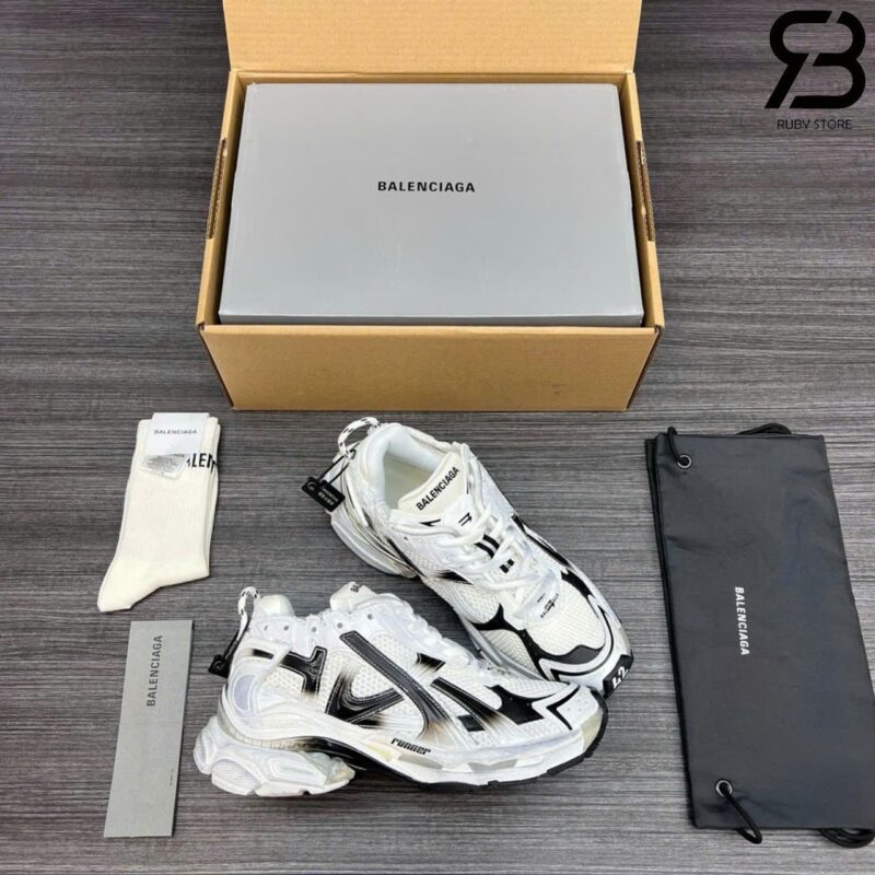 Giày Balenciaga Runner Gardient White Black Trắng Đen