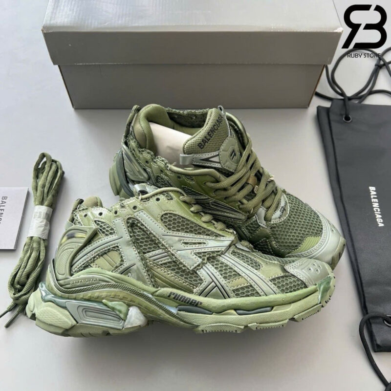 Giày Balenciaga Runner Leather Free Khaki Xanh Rêu