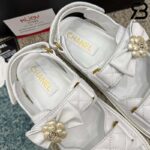 Dép Chanel Dad Sandal Camellia Ribbon White Lambskin Trắng Best Deal