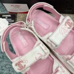 Dép Chanel Dad Sandals Printed CC Velcro Lambskin Pink Hồng Best Quality