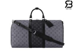 Túi LV Keepall Bandoulière 50 Monogram Eclipse Reverse Màu Xám Đen Best Quality