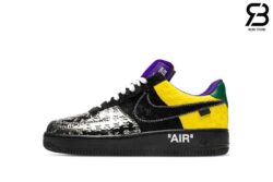Giày Air Force 1 Low x Louis Vuitton Black Metallic Silver Monogram Leather Best Quality