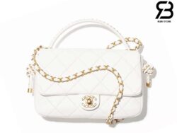 Túi Chanel 25C 19 Logo Mini Flap Bag With Top Handle Màu Trắng 18CM Best Quality