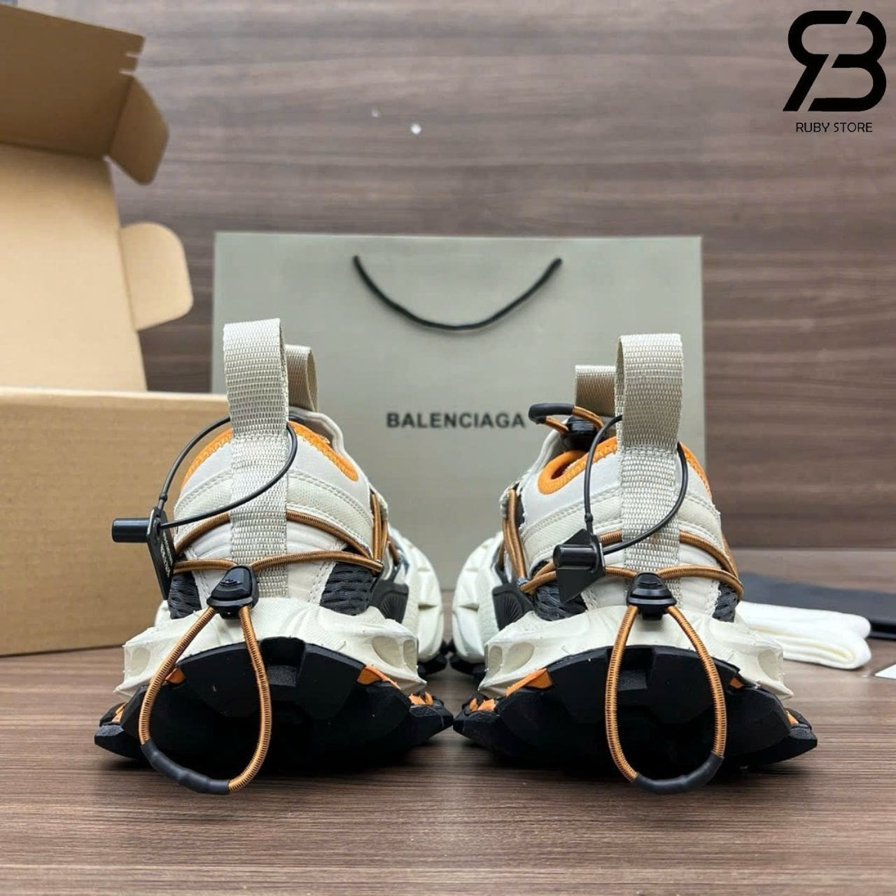 Giày Balenciaga Hike Sneakers Beige Orange Be Cam