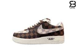 Giày Air Force 1 Low x Louis Vuitton Damier Màu Nâu Be Best Quality
