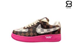 Giày Air Force 1 Low x Louis Vuitton Damier Màu Nâu Be Hồng Best Quality