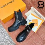 Giày LV Ruby Flat Ankle Boots Black Leather Monogram Màu Đen Best Quality
