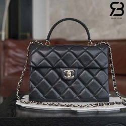 Túi Chanel 24P Kelly Medium Flap Bag Top Handle Màu Đen GHW 25CM Best Pháp