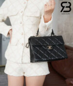 Túi Chanel 24P Kelly Medium Flap Bag Top Handle Màu Đen GHW 25CM Best Pháp