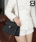 Túi Chanel 24P Kelly Medium Flap Bag Top Handle Màu Đen GHW 25CM Best Pháp